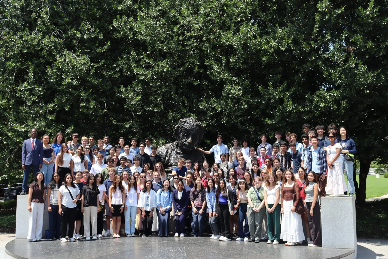 NYSC delegates gathered around the Albert Einstein Memorial in Washington, D.C.